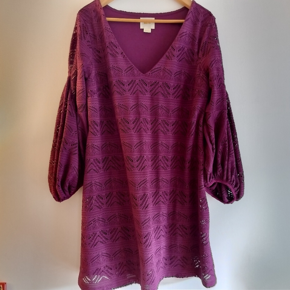 Anthropologie Maeve Balloon Sleeves Purple Lace Dress Size M